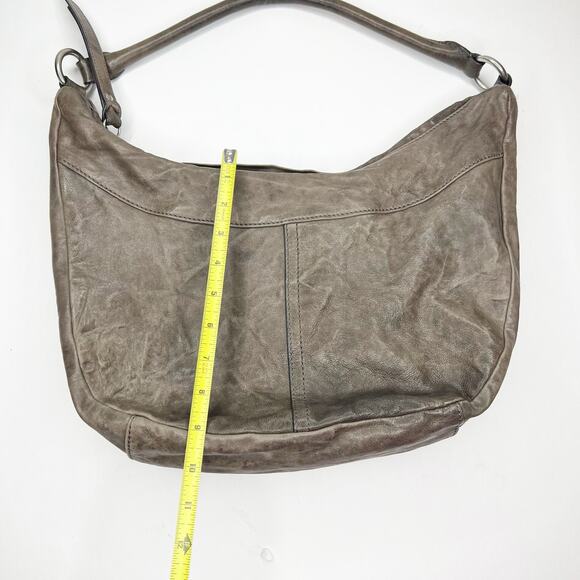 Frye Veronica Slouchy Distressed Leather Hobo Bag In Taupe Gray - Picture 8 of 13